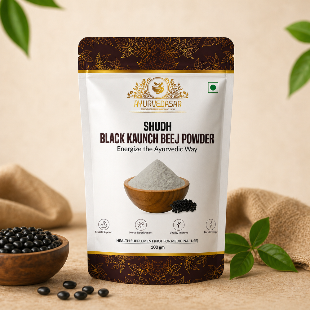 Ayurvedasar Shudh Black Kaunch Beej Powder - Purified Mucuna Pruriens Churna for Focus & Stamina, 100g