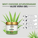 Ayurvedasar 99% Pure Natural Aloe Vera Gel - Cold-Pressed Inner Fillet for Face, Hair & Body, 100g