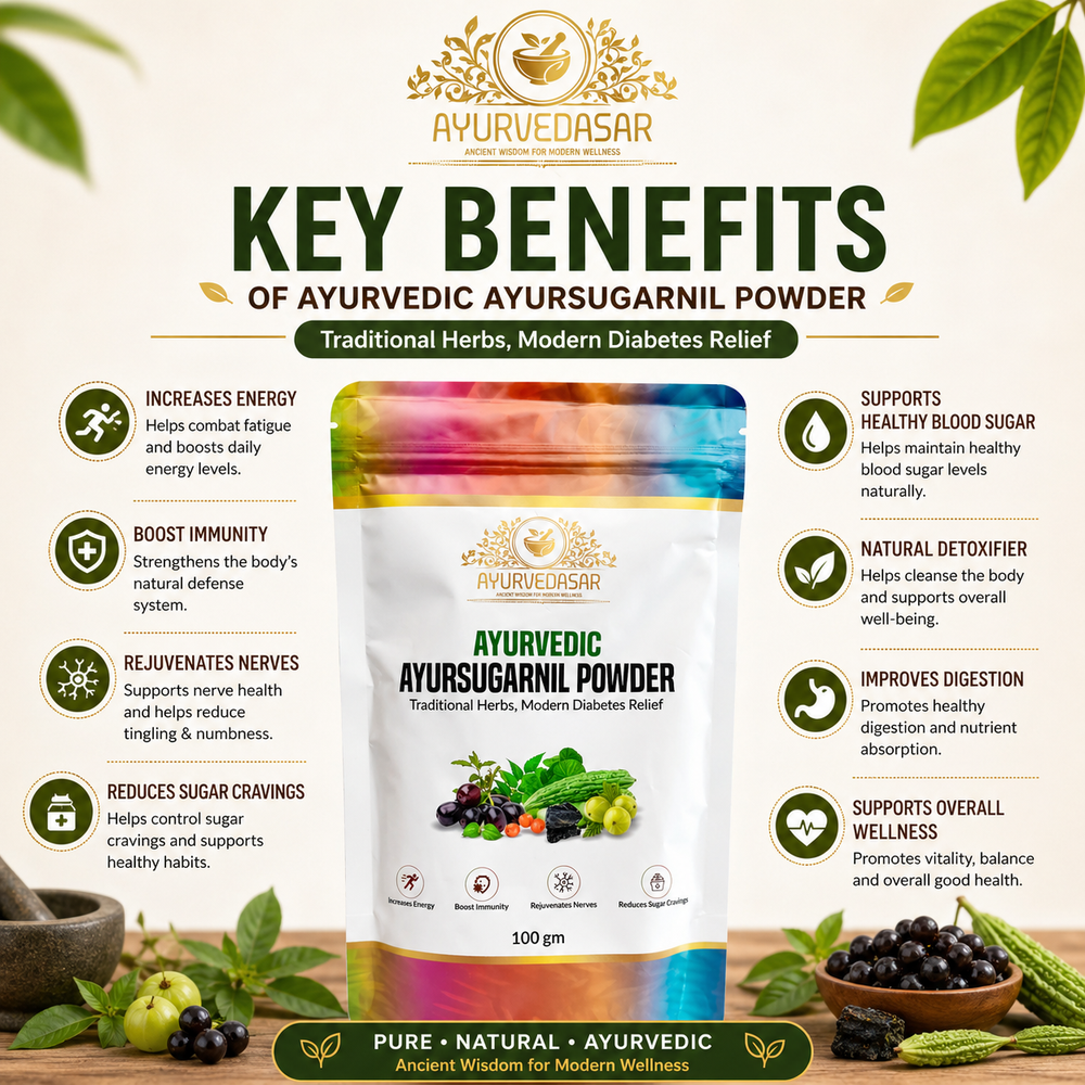 Ayurvedasar Premium Ayursugarnil Powder - 18-Herb Traditional Metabolic Wellness Blend, 100g Pouch