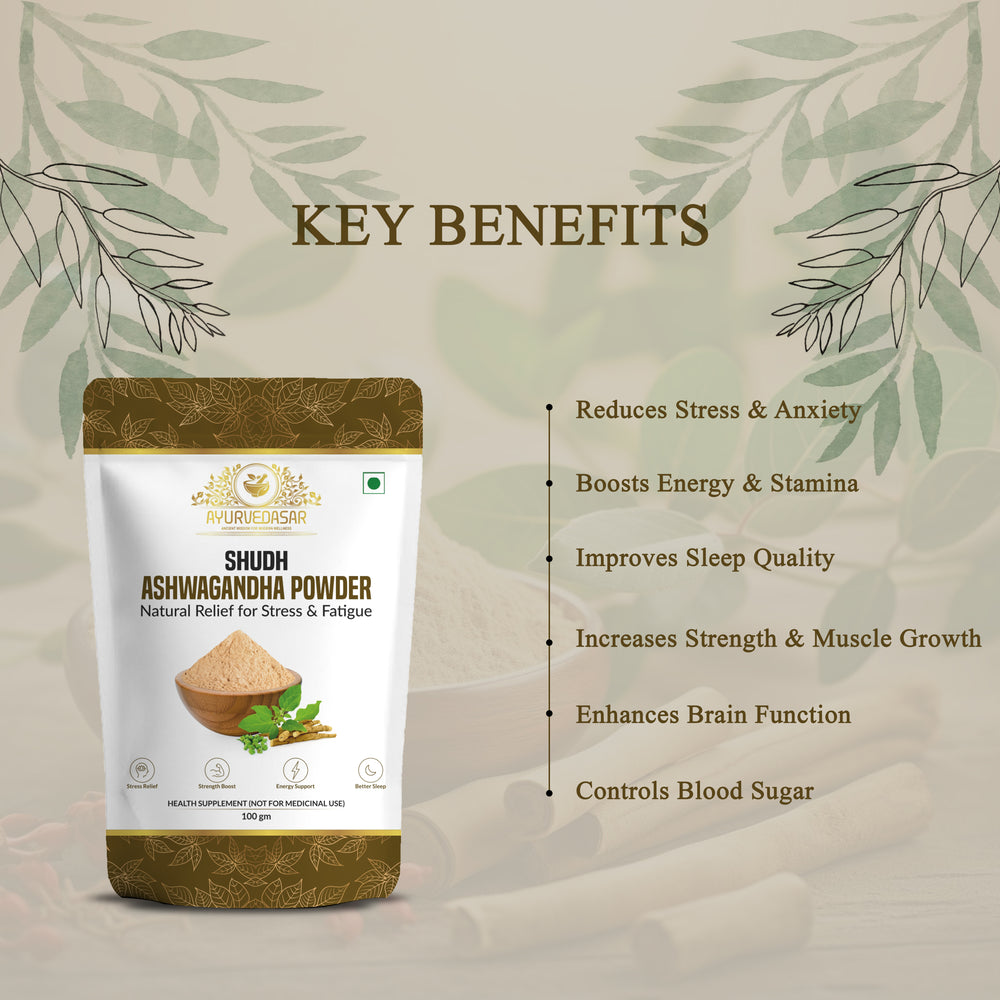 Ayurvedasar Premium Ashwagandha Root Powder - Traditional Herbal Supplement, 100g