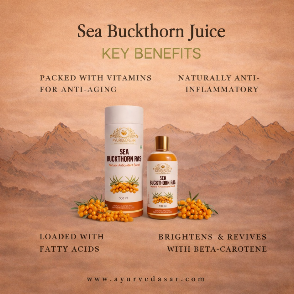 Ayurvedasar Sea Buckthorn Ras - Pure Himalayan Omega 3 6 7 9 Superfood Concentrate, 500ml