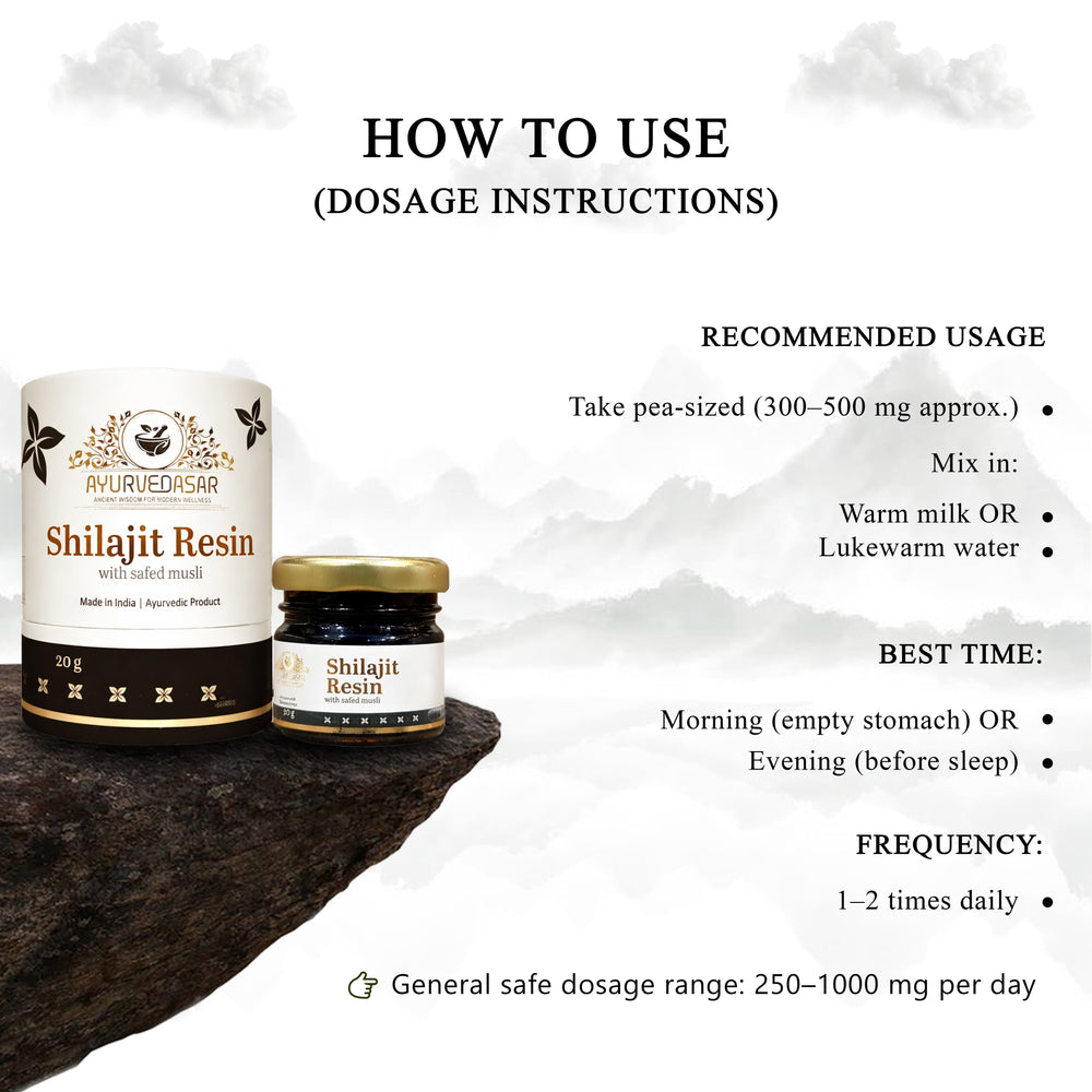 Ayurvedasar Premium Himalayan Shilajit Resin with Safed Musli - 60% Fulvic Acid, 85+ Trace Minerals, 20g