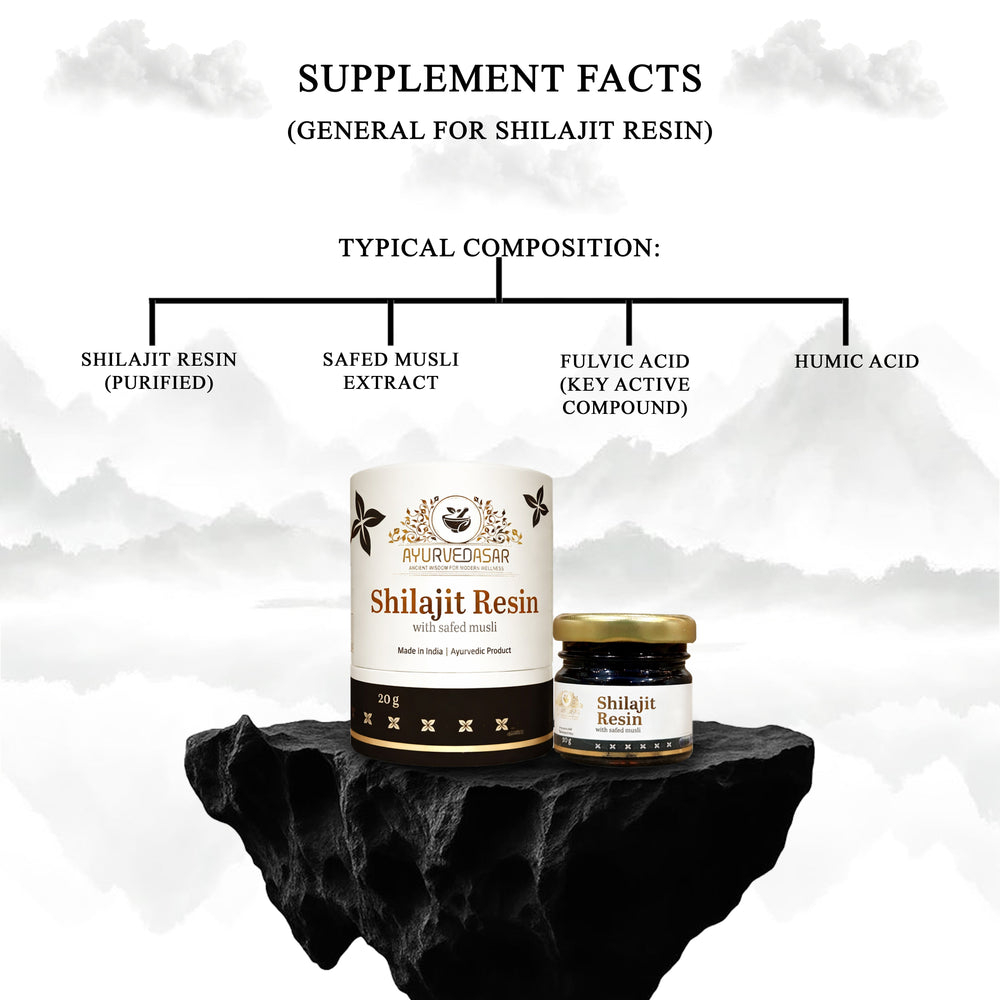 Ayurvedasar Premium Himalayan Shilajit Resin with Safed Musli - 60% Fulvic Acid, 85+ Trace Minerals, 20g