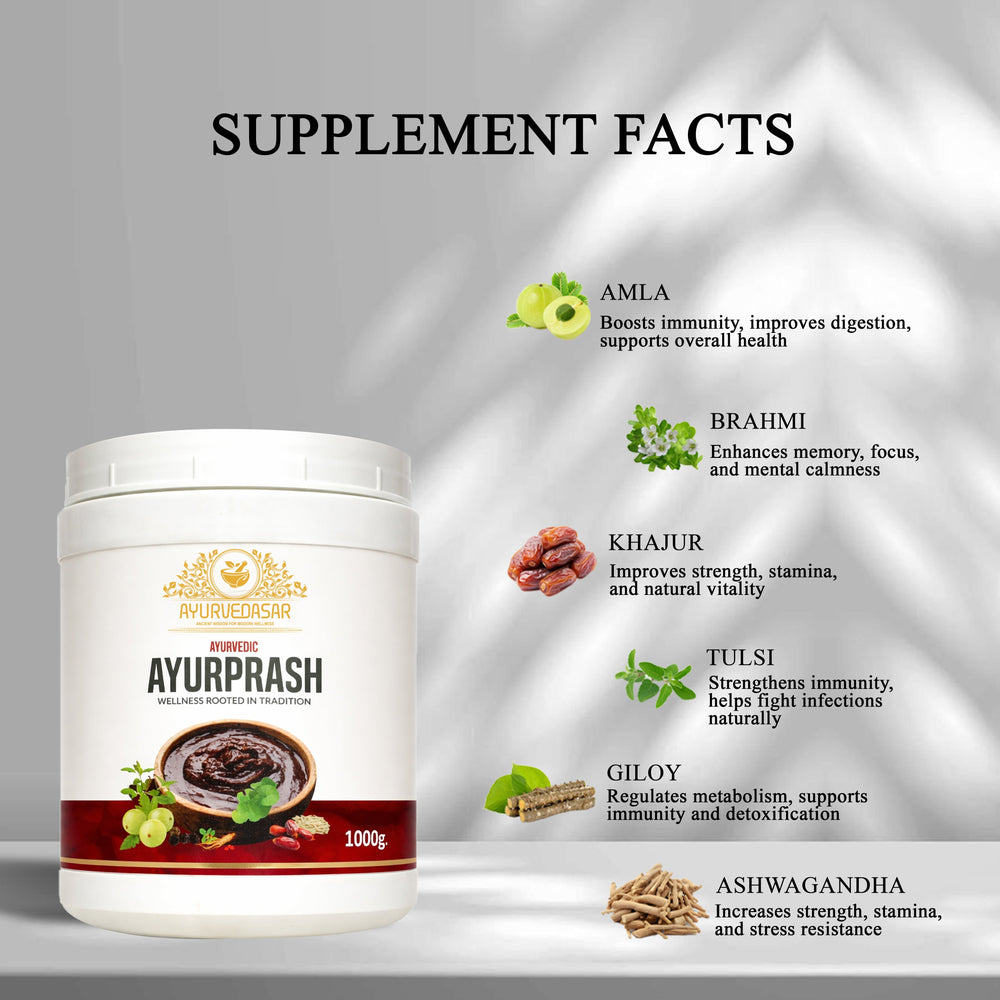 Ayurvedasar Ayurprash Premium 36-Herb Rasayana - Sugar-Free Traditional Immunity Awaleha, 1000g