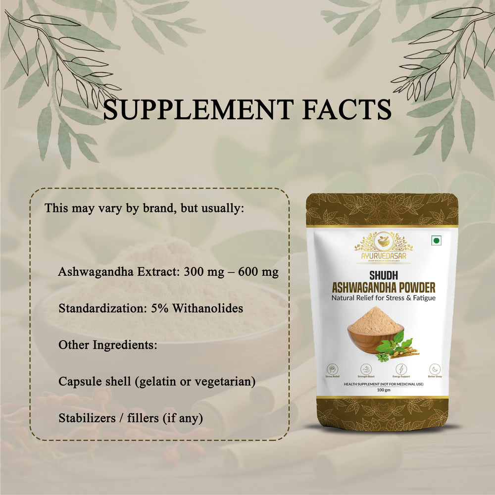 Ayurvedasar Premium Ashwagandha Root Powder - Traditional Herbal Supplement, 100g