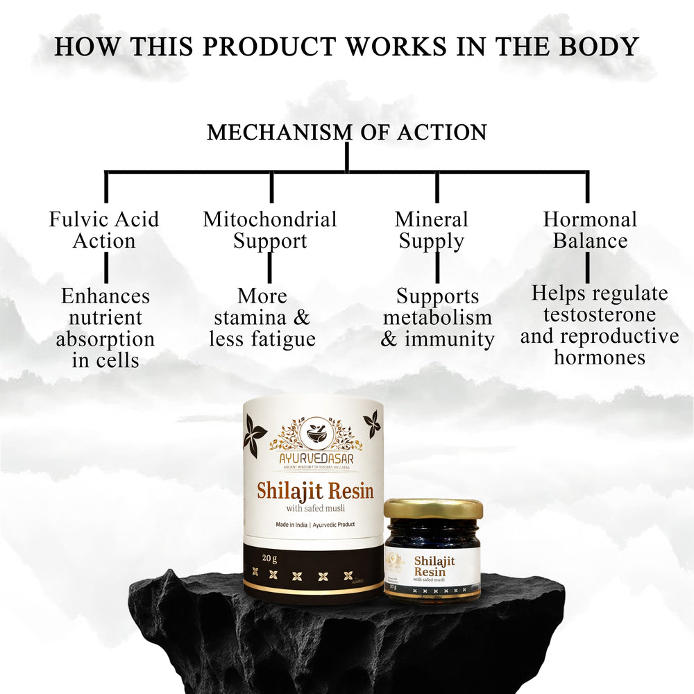 Ayurvedasar Premium Himalayan Shilajit Resin with Safed Musli - 60% Fulvic Acid, 85+ Trace Minerals, 20g