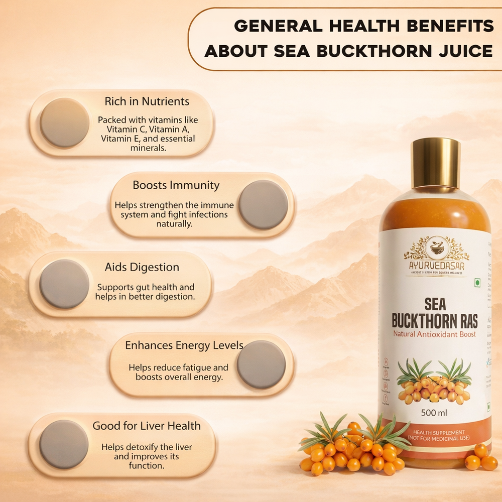Ayurvedasar Sea Buckthorn Ras - Pure Himalayan Omega 3 6 7 9 Superfood Concentrate, 500ml