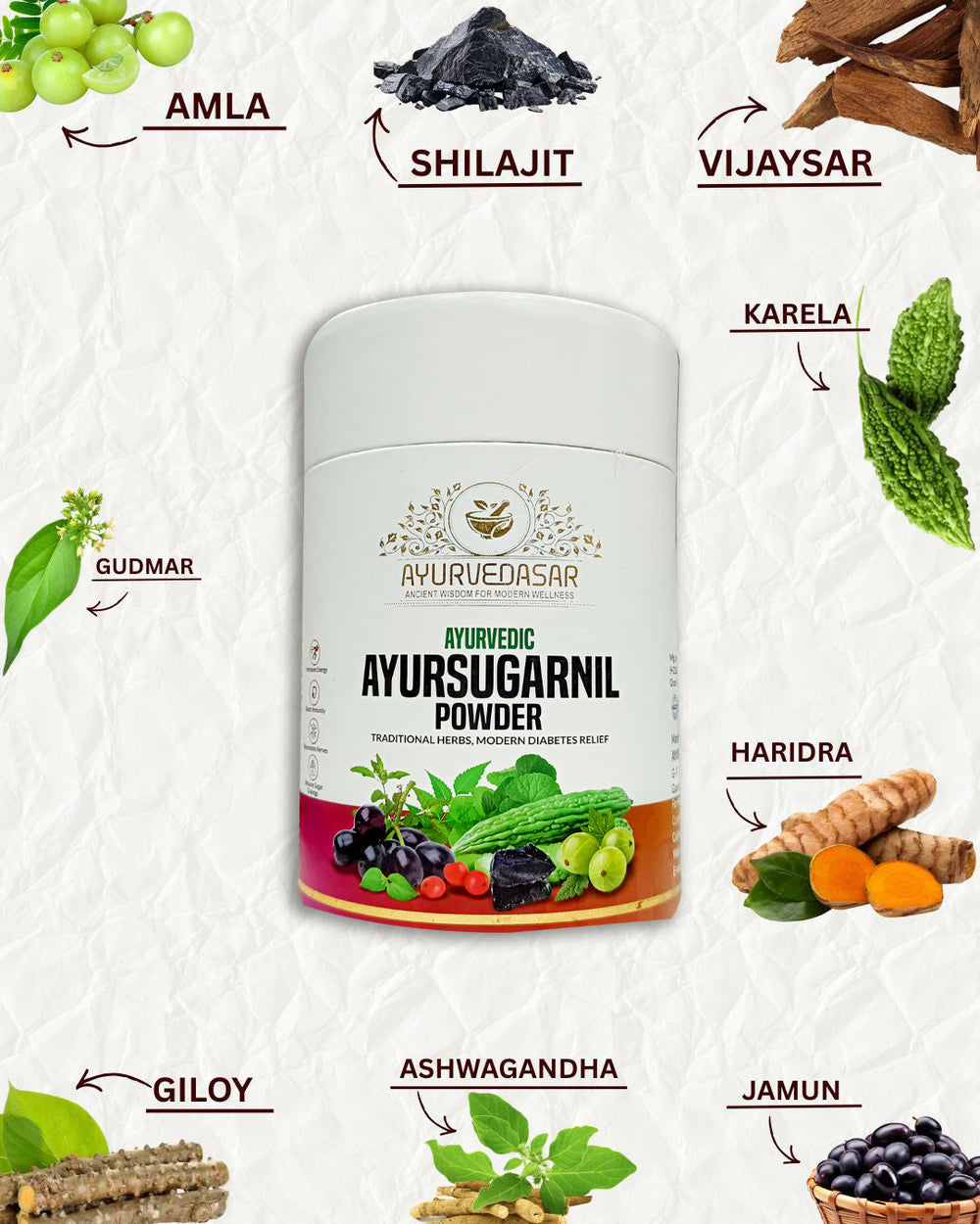 Ayurvedasar Premium Ayursugarnil Powder - 18-Herb Traditional Metabolic Wellness Blend, 250g