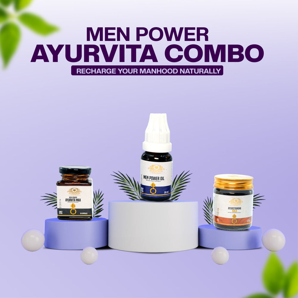 Ayurvedasar Men's Ayurvita Vitality Combo - Daily Stamina, Energy & Strength Support Pack (Capsules & Massage Oil)