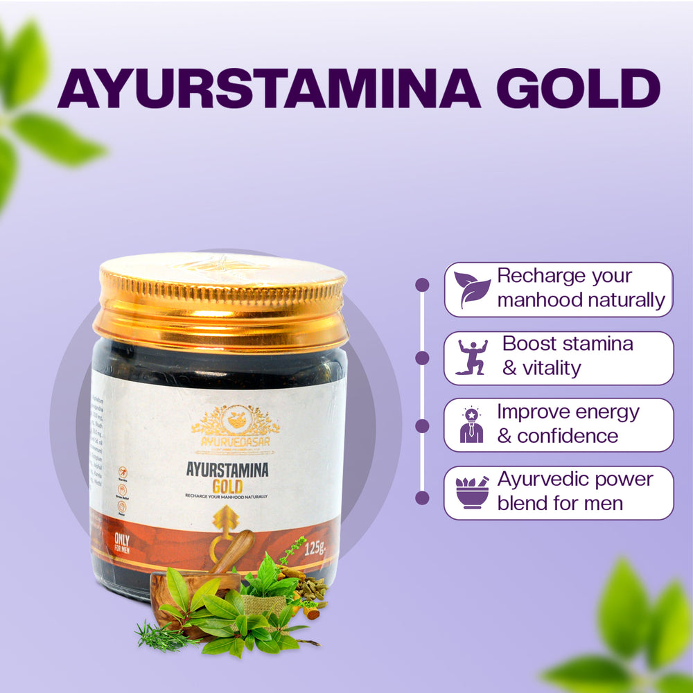 Ayurvedasar Men's Ayurvita Vitality Combo - Daily Stamina, Energy & Strength Support Pack (Capsules & Massage Oil)