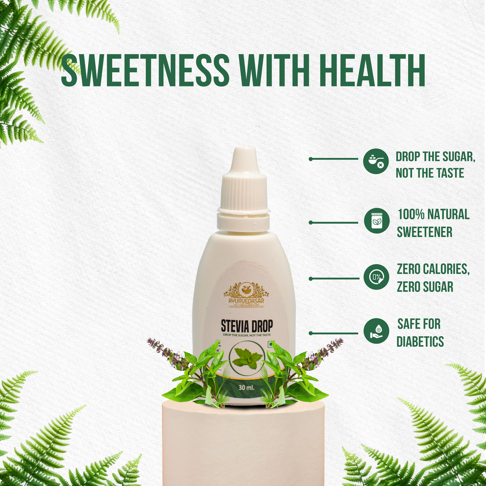 Ayurvedasar Premium Stevia Drops - 95% Reb-A Zero Calorie Liquid Sweetener, Maltodextrin-Free, 30ml