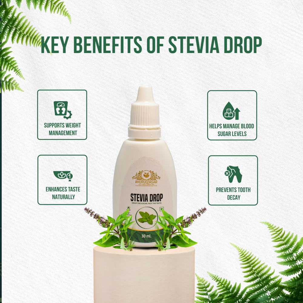 Ayurvedasar Premium Stevia Drops - 95% Reb-A Zero Calorie Liquid Sweetener, Maltodextrin-Free, 30ml