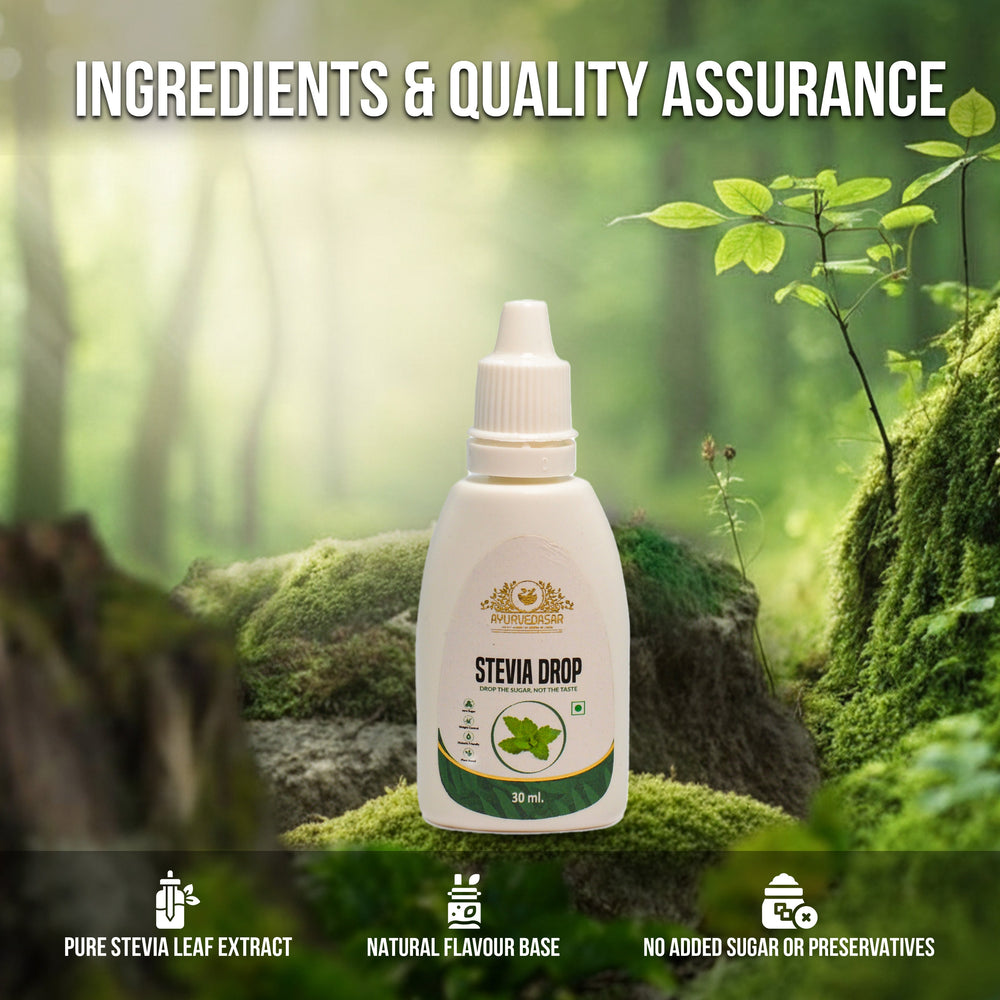 Ayurvedasar Premium Stevia Drops - 95% Reb-A Zero Calorie Liquid Sweetener, Maltodextrin-Free, 30ml