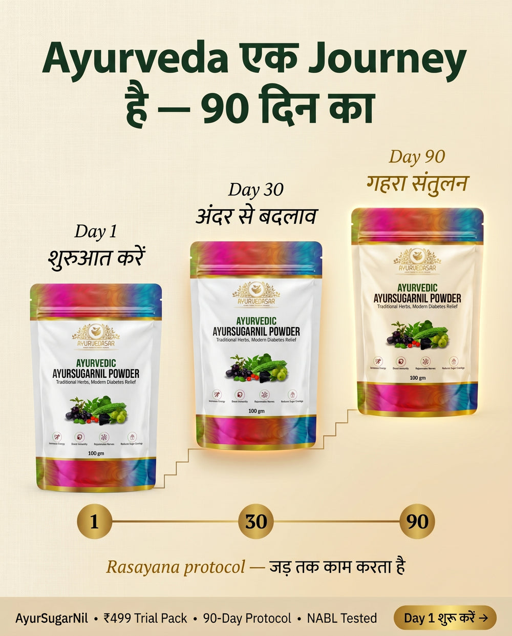 Ayurvedasar Premium Ayursugarnil Powder - 18-Herb Traditional Metabolic Wellness Blend, 100g Pouch