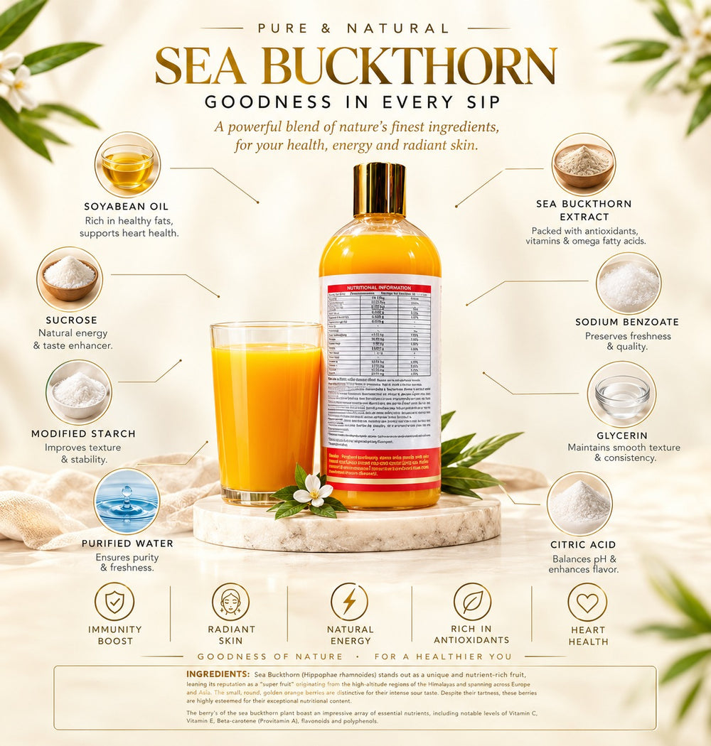 Ayurvedasar Sea Buckthorn Ras - Pure Himalayan Omega 3 6 7 9 Superfood Concentrate, 500ml
